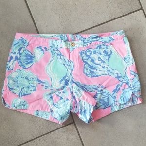 Lilly Pulitzer pink blue seashell shorts size 6